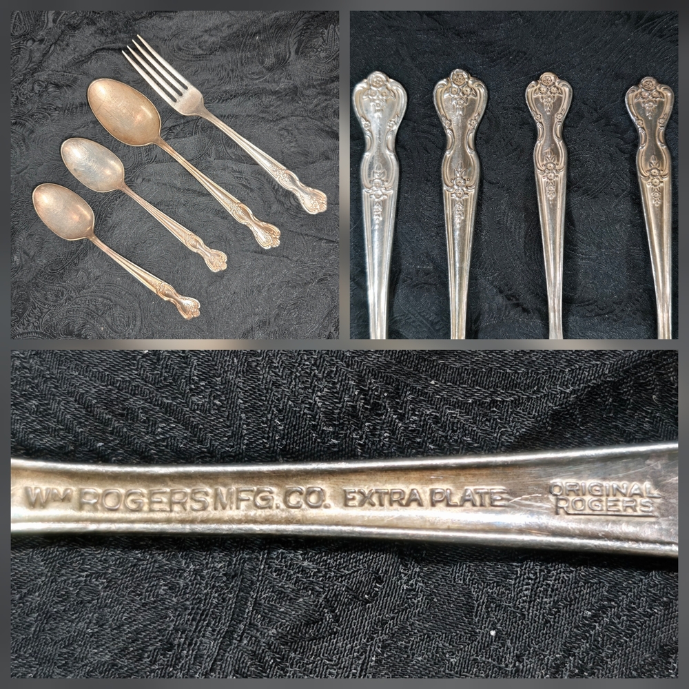 Antique Original Wm. Rogers Memory 1915 Silverplate Flatware Set Floral RARE